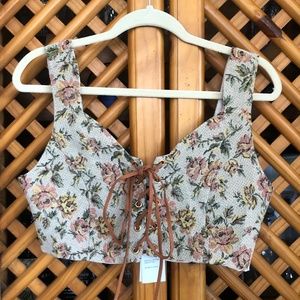 Cider Secret Garden Lace Up Top